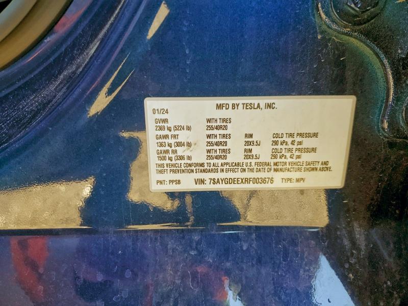Photo 14 from auction – 2024 TESLA MODEL Y with VIN 7SAYGDEEXRF003676