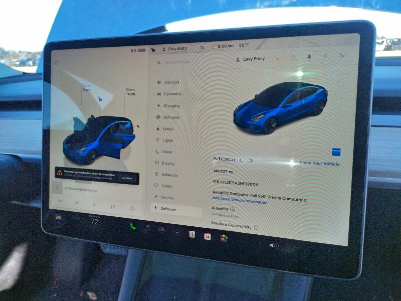 Photo 9 from auction – 2022 TESLA MODEL 3 with VIN 5YJ3E1EA3NF290118