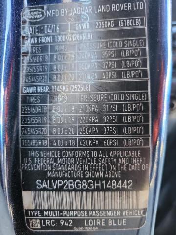 Photo 14 from auction – 2016 LAND ROVER RANGE ROVE with VIN SALVP2BG8GH148442