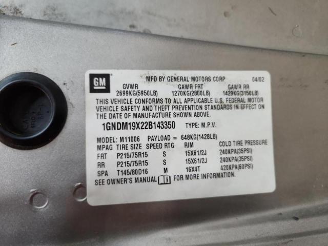 Photo 14 from auction – 2002 CHEVROLET ASTRO with VIN 1GNDM19X22B143350