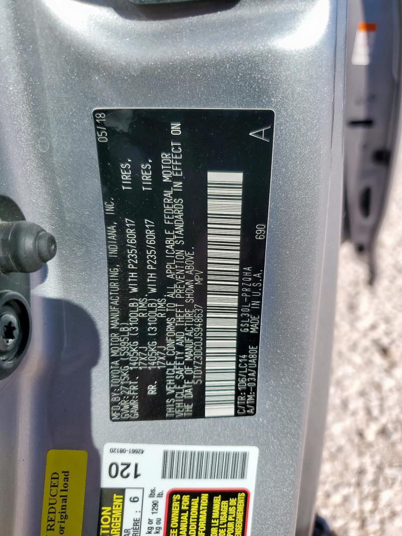 Photo 14 from auction – 2018 TOYOTA SIENNA XLE with VIN 5TDYZ3DC0JS948637