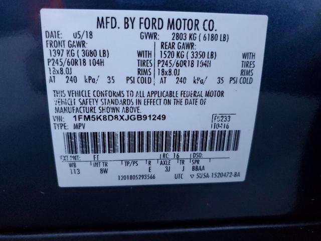Photo 14 from auction – 2018 FORD EXPLORER X with VIN 1FM5K8D8XJGB91249
