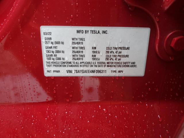 Photo 14 from auction – 2022 TESLA MODEL Y with VIN 7SAYGAEE4NF396311