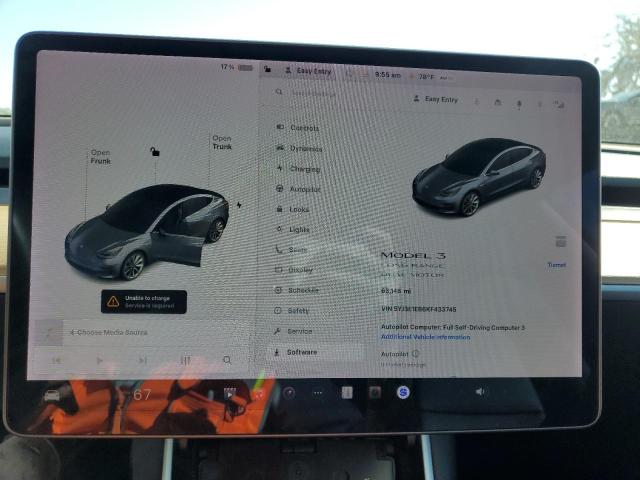 Photo 9 from auction – 2019 TESLA MODEL 3 with VIN 5YJ3E1EB6KF433745