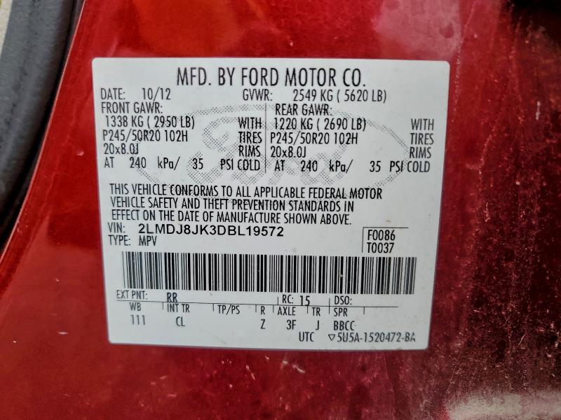 Photo 14 from auction – 2013 LINCOLN MKX with VIN 2LMDJ8JK3DBL19572