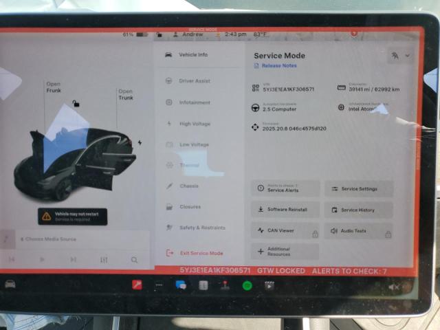 Photo 9 from auction – 2019 TESLA MODEL 3 with VIN 5YJ3E1EA1KF306571