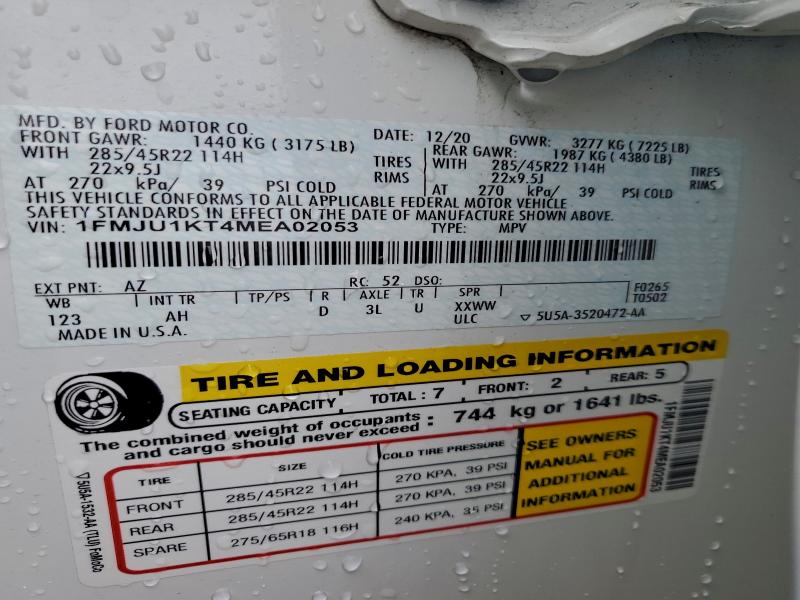 Photo 14 from auction – 2021 FORD EXPEDITION with VIN 1FMJU1KT4MEA02053