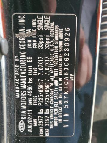 Photo 14 from auction – 2012 KIA SORENTO BA with VIN 5XYKTCA63CG230926