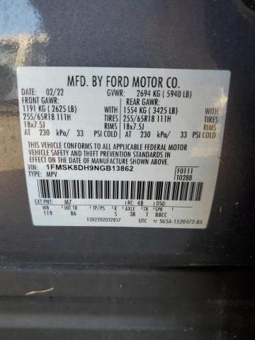 Photo 14 from auction – 2022 FORD EXPLORER X with VIN 1FMSK8DH9NGB13862