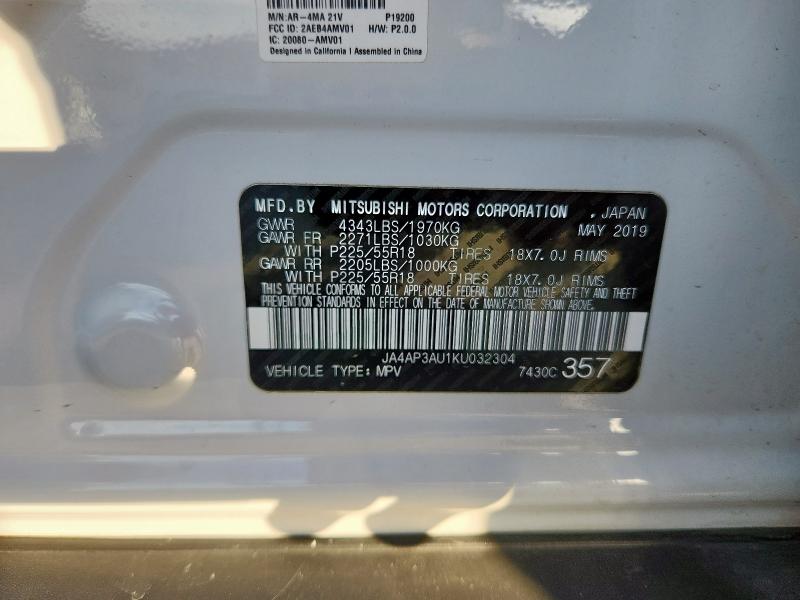 Photo 14 from auction – 2019 MITSUBISHI OUTLANDER with VIN JA4AP3AU1KU032304