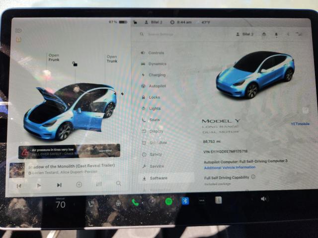 Photo 9 from auction – 2021 TESLA MODEL Y with VIN 5YJYGDEE7MF175718