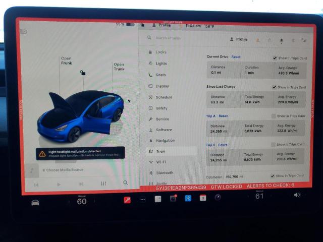 Photo 9 from auction – 2022 TESLA MODEL 3 with VIN 5YJ3E1EA2NF369439