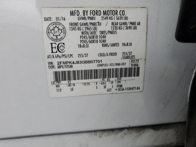 Photo 14 from auction – 2016 FORD EDGE with VIN 2FMPK4J83GBB07701