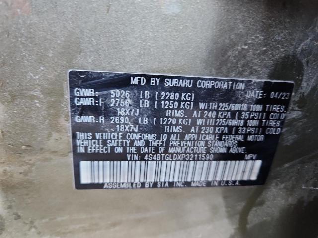 Photo 14 from auction – 2023 SUBARU OUTBACK ON with VIN 4S4BTGLDXP3211590