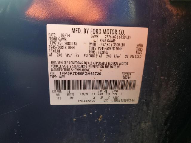 Photo 14 from auction – 2015 FORD EXPLORER X with VIN 1FM5K7D80FGA63720