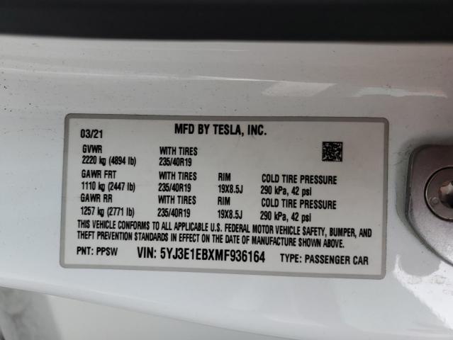 Photo 14 from auction – 2021 TESLA MODEL 3 with VIN 5YJ3E1EBXMF936164