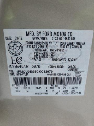 Photo 14 from auction – 2012 FORD ESCAPE LIM with VIN 1FMCU9EG5CKC32979