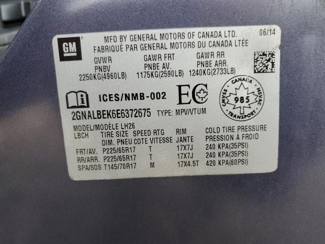 Photo 14 from auction – 2014 CHEV EQUINOX with VIN 2GNALBEK6E6372675