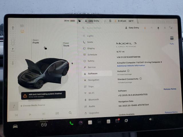 Photo 9 from auction – 2025 TESLA MODEL 3 with VIN 5YJ3E1EA0SF886198