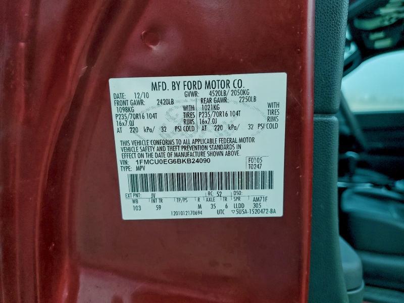 Photo 14 from auction – 2011 FORD ESCAPE LIM with VIN 1FMCU0EG6BKB24090