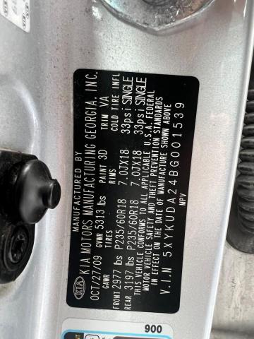 Photo 10 from auction – 2011 KIA SORENTO EX with VIN 5XYKUDA24BG001539