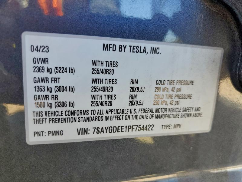 Photo 14 from auction – 2023 TESLA MODEL Y with VIN 7SAYGDEE1PF754422