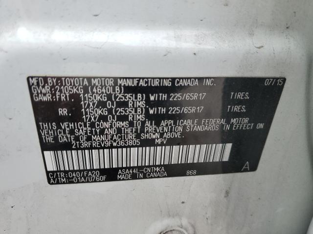 Photo 14 from auction – 2015 TOYOTA RAV4 XLE with VIN 2T3RFREV9FW363805