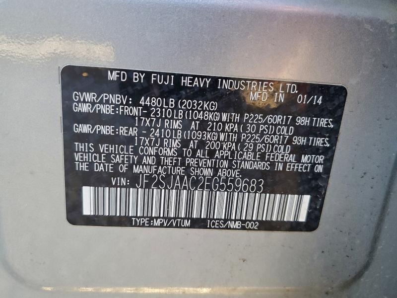 Photo 14 from auction – 2014 SUBARU FORESTER 2 with VIN JF2SJAAC2EG559683