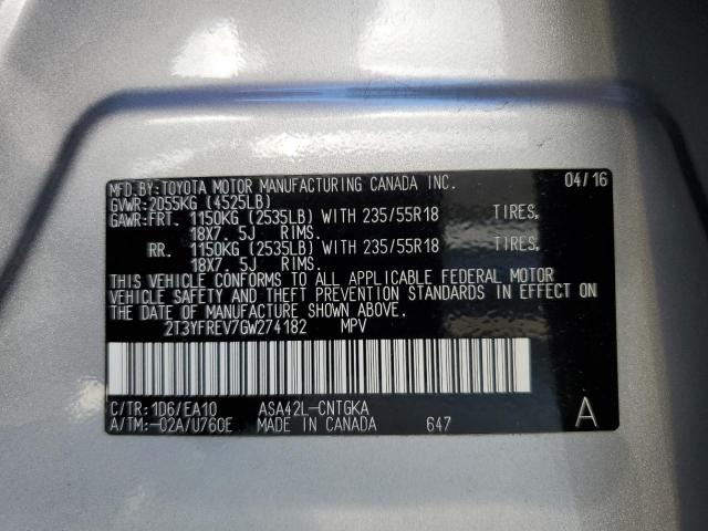 Photo 14 from auction – 2016 TOYOTA RAV4 LIMIT with VIN 2T3YFREV7GW274182