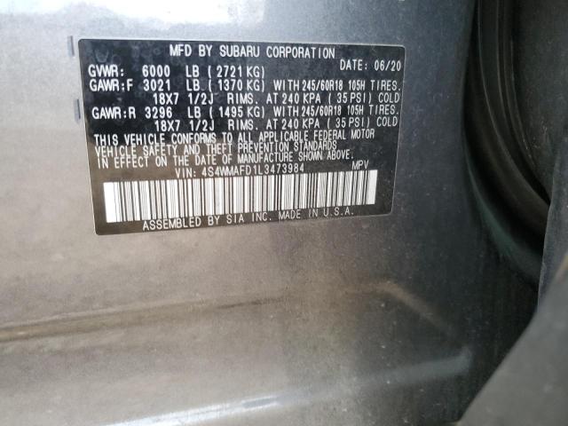 Photo 14 from auction – 2020 SUBARU ASCENT PRE with VIN 4S4WMAFD1L3473984