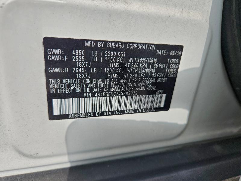 Photo 14 from auction – 2019 SUBARU OUTBACK 3. with VIN 4S4BSENC7K3383872