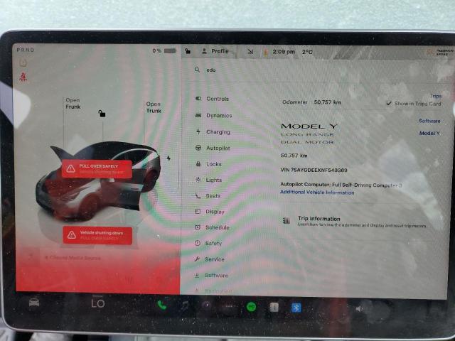 Photo 9 from auction – 2022 TESLA MODEL Y with VIN 7SAYGDEEXNF549369