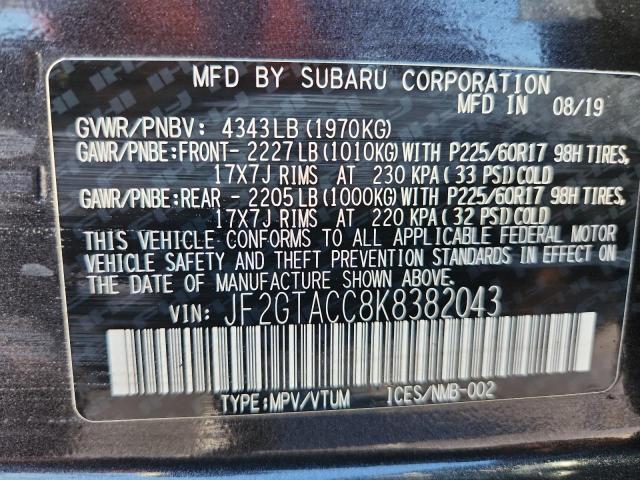Photo 14 from auction – 2019 SUBARU CROSSTREK with VIN JF2GTACC8K8382043