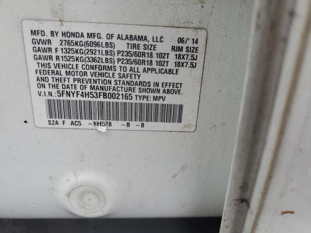 Zdjęcie 14 z aukcji – 2015 HONDA PILOT EXL z VIN 5FNYF4H53FB002165
