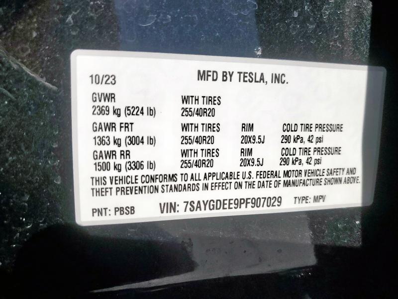 Photo 14 from auction – 2023 TESLA MODEL Y with VIN 7SAYGDEE9PF907029
