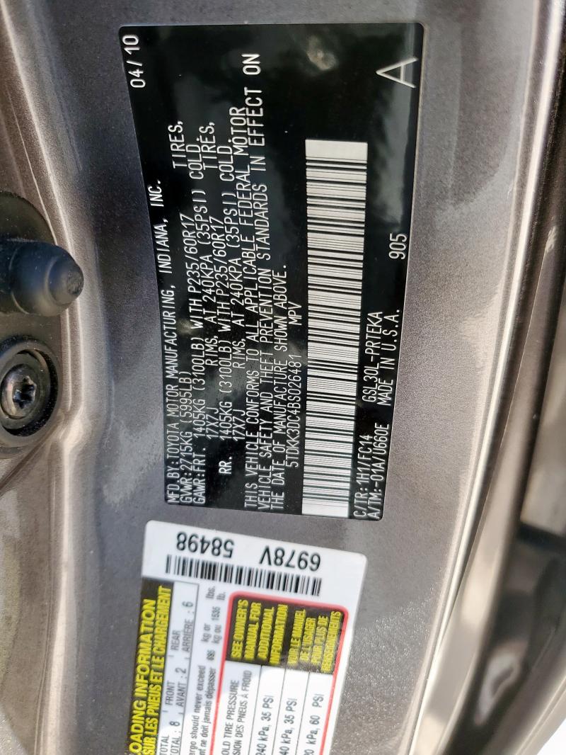 Photo 14 from auction – 2011 TOYOTA SIENNA with VIN 5TDKK3DC4BS026481