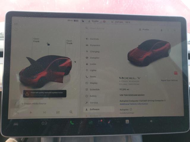 Photo 9 from auction – 2022 TESLA MODEL Y with VIN 7SAYGDEE4NF480551