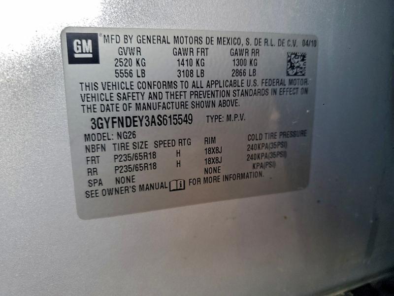Photo 14 from auction – 2010 CADILLAC SRX with VIN 3GYFNDEY3AS615549