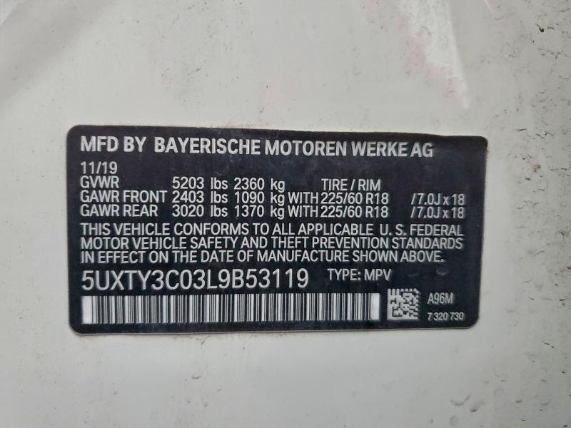 Photo 14 from auction – 2020 BMW X3 SDRIVE3 with VIN 5UXTY3C03L9B53119
