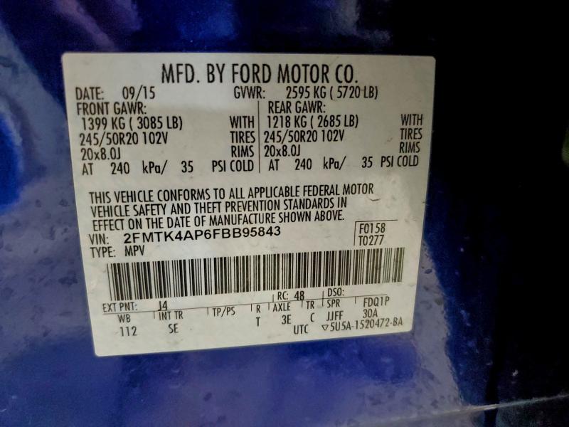 Photo 14 from auction – 2015 FORD EDGE SPORT with VIN 2FMTK4AP6FBB95843