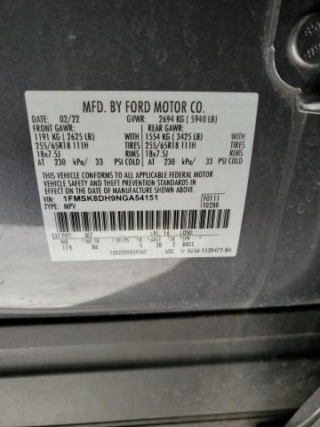 Photo 14 from auction – 2022 FORD EXPLORER X with VIN 1FMSK8DH9NGA54151