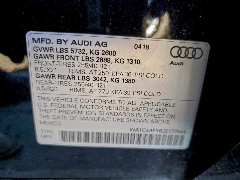 Photo 14 from auction – 2018 AUDI SQ5 PRESTI with VIN WA1C4AFY6J2177544