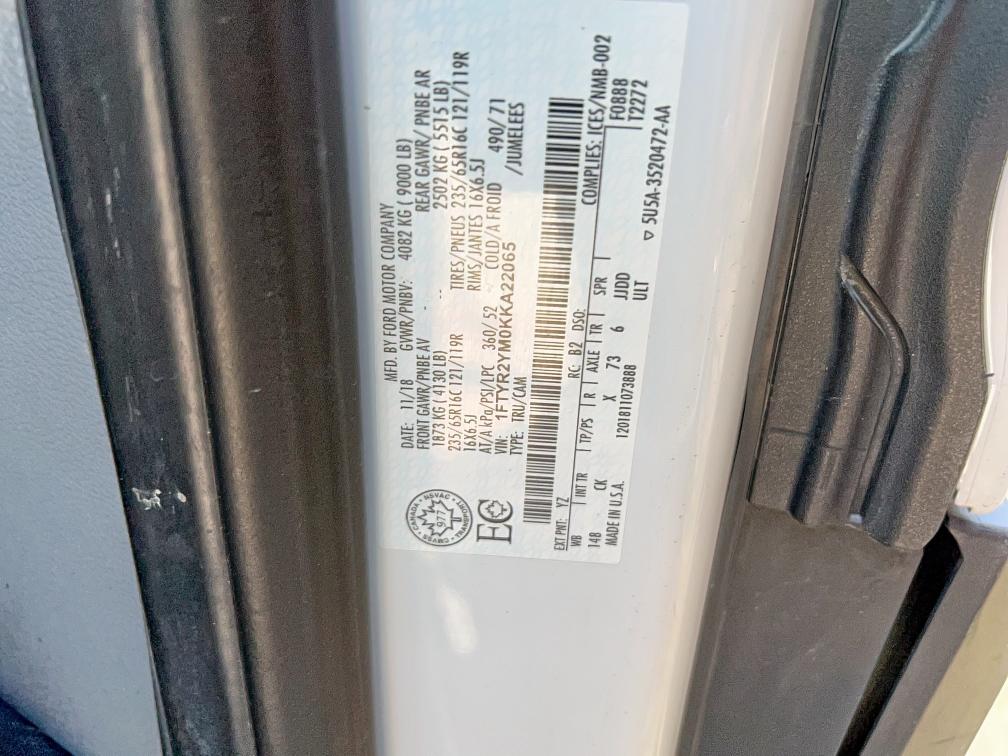Photo 10 from auction – 2019 FORD TRANSIT T- with VIN 1FTYR2YM0KKA22065