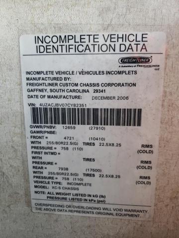 Photo 10 from auction – 2007 FREIGHTLINER CHASSIS X with VIN 4UZACJBV07CY82351