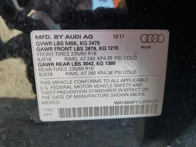 Photo 14 from auction – 2018 AUDI Q5 PREMIUM with VIN WA1ANAFY1J2082281