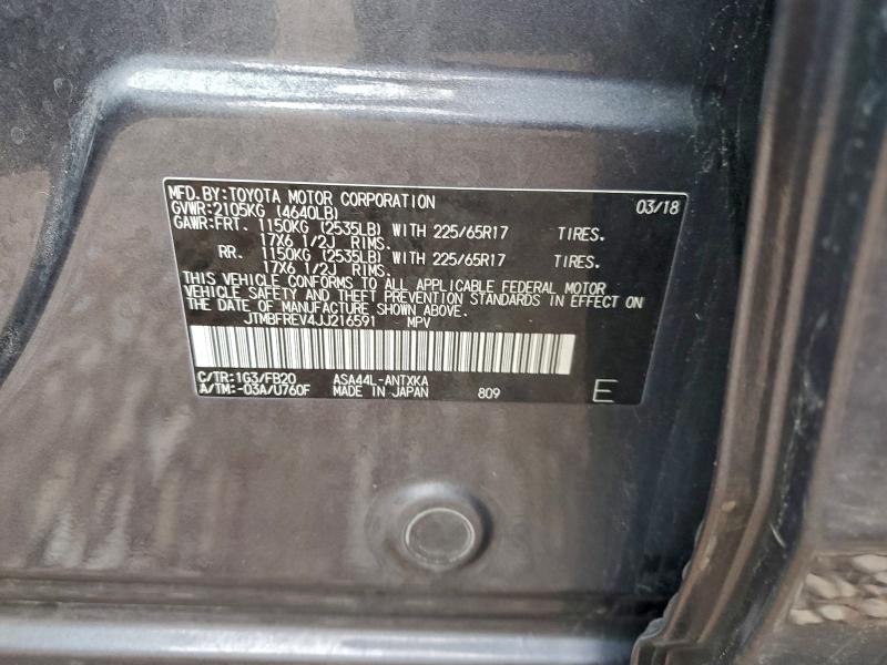 Photo 14 from auction – 2018 TOYOTA RAV4 4D 2W with VIN JTMBFREV4JJ216591