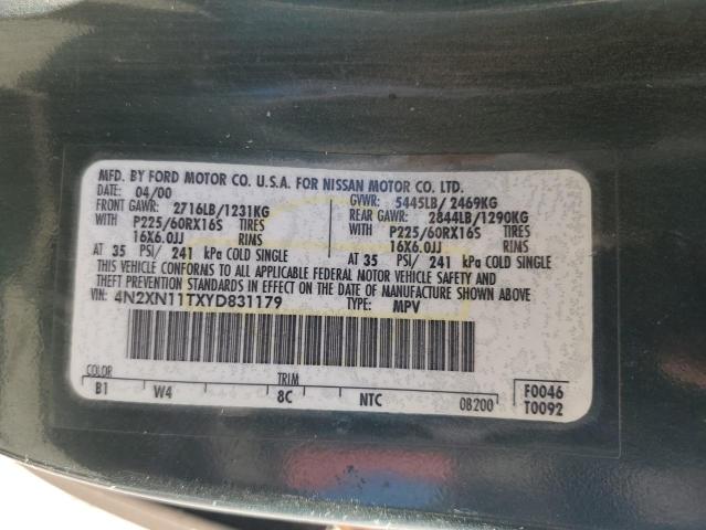 Photo 14 from auction – 2000 NISSAN QUEST SE with VIN 4N2XN11TXYD831179