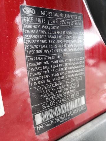 Photo 14 from auction – 2016 LAND ROVER RANGE ROVE with VIN SALGS2KF4GA319372