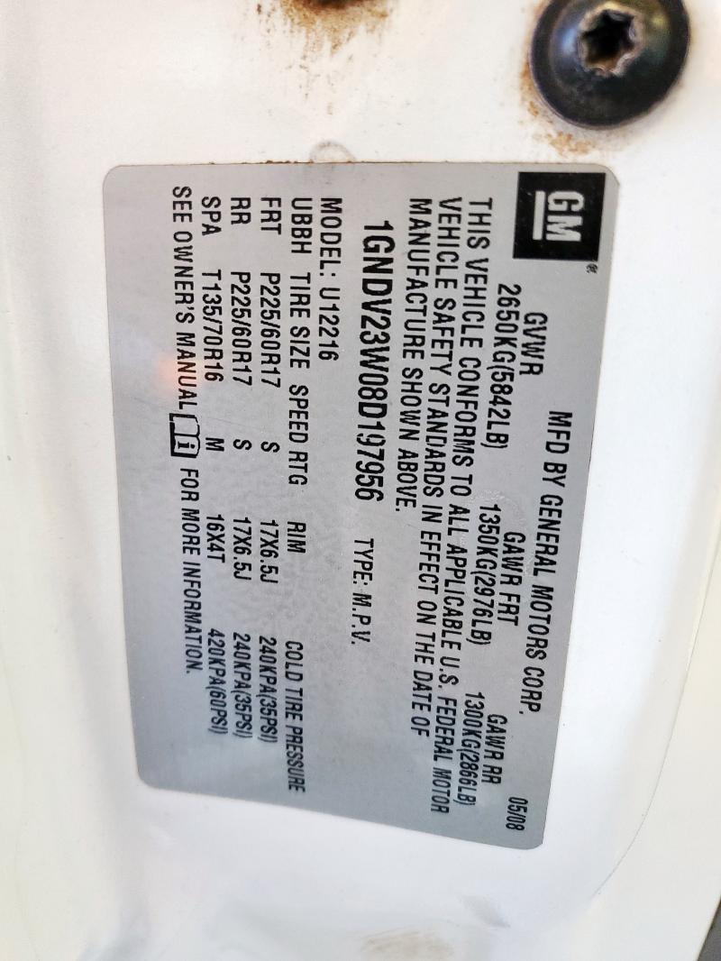 Photo 14 from auction – 2008 CHEVROLET UPLANDER L with VIN 1GNDV23W08D197956