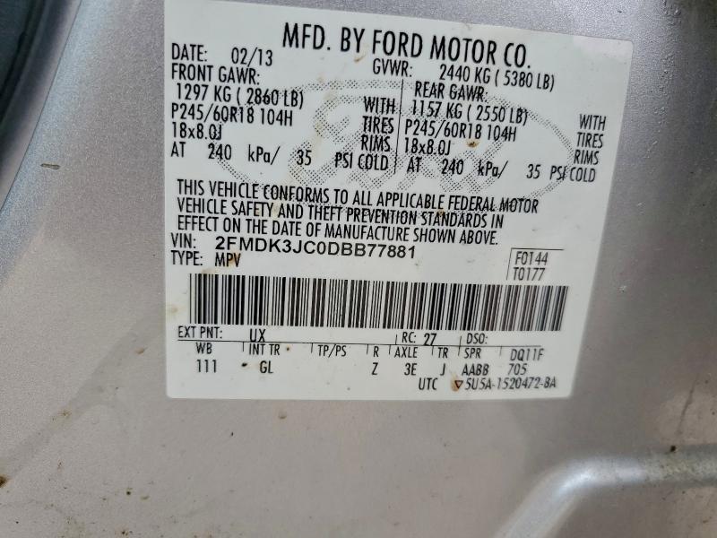 Photo 14 from auction – 2013 FORD EDGE SEL with VIN 2FMDK3JC0DBB77881